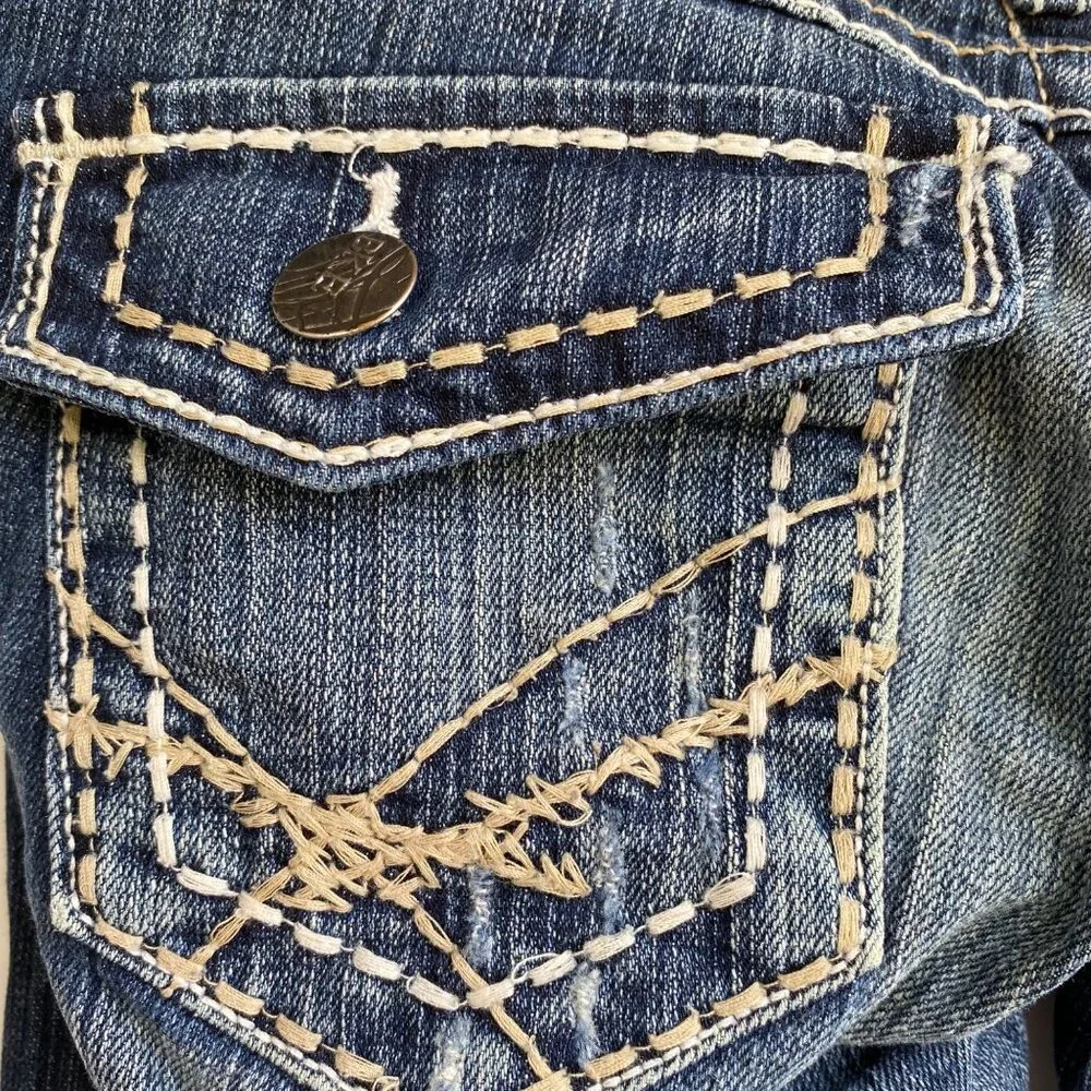 BKE Sabrina Stretch Denim Womens Jeans Size 26 Cropped Low Rise Dark Distressed - Picture 7 of 12